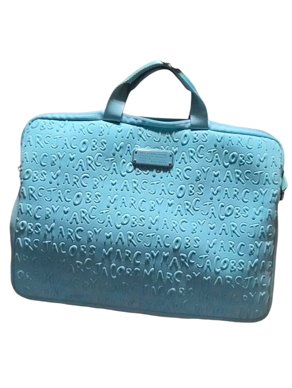 Marc by Marc Jacobs Blue Neoprene Laptop Sleeve Bag Embossed Logo Case